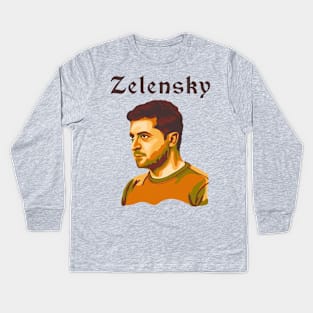 Volodymyr Zelensky Portrait Kids Long Sleeve T-Shirt